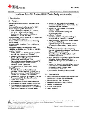 CC1151-Q1 datasheet cover page