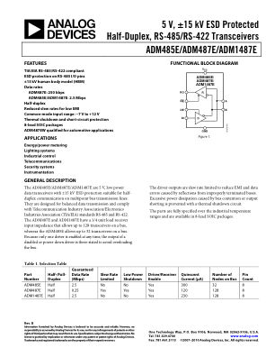 ADM485E datasheet cover page