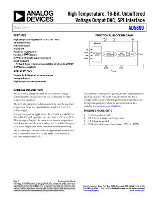 AD5600 数据手册首页