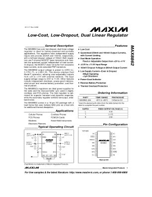 MAX8862-MAX8862T 数据手册首页