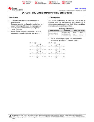 SN74AHCT244Q 数据手册首页