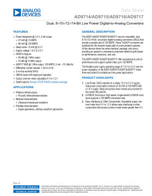 AD9714 datasheet cover page