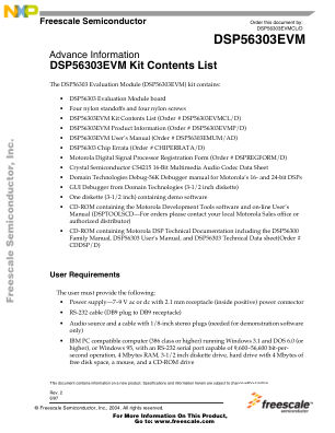 DSP56303EVM datasheet cover page