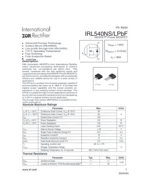 IRL540NS datasheet cover page