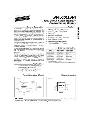 MAX662A datasheet cover page