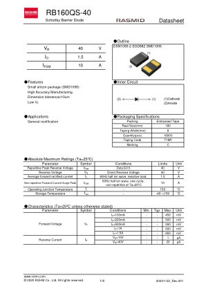 RB160QS-40 datasheet cover page