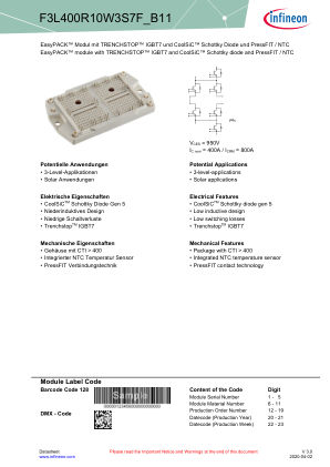 F3L400R10W3S7F-B11 datasheet cover page