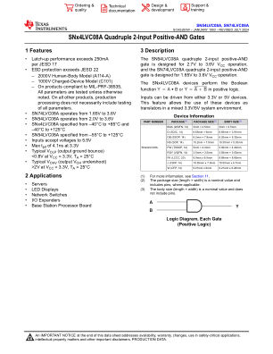 SN74LVC08A 数据手册首页