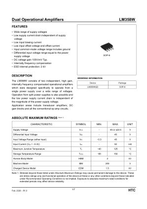 LM358W datasheet cover page