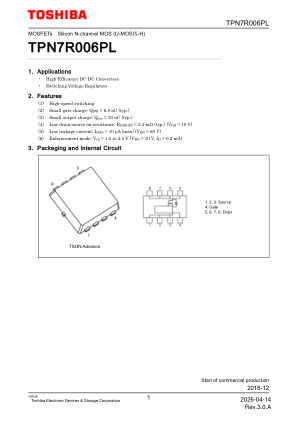 TPN7R006PL 数据手册首页