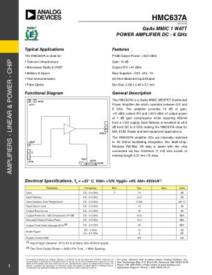HMC637ACHIPS datasheet cover page