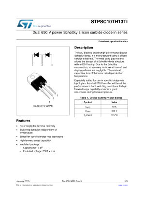 STPSC10TH13TI datasheet cover page