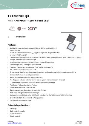 TLE9278BQX datasheet cover page