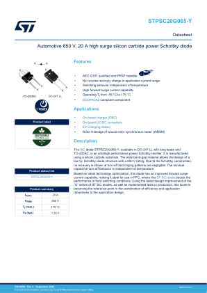 STPSC20G065-Y datasheet cover page