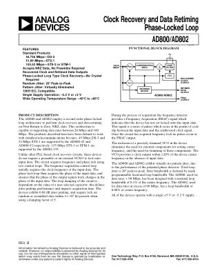 AD800 datasheet cover page