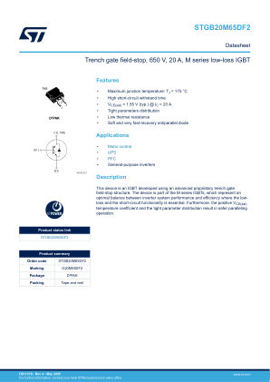 STGB20M65DF2 datasheet cover page