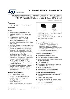 STM32WLE5C8 datasheet cover page