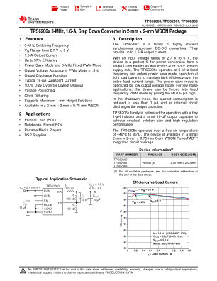 TPS62063 datasheet cover page