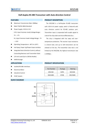 MS2548 datasheet cover page