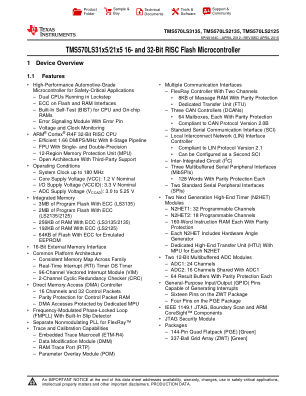TMS570LS3135 datasheet cover page