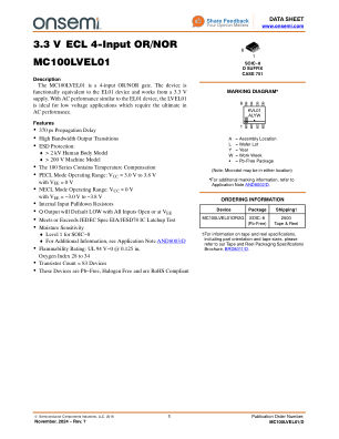 MC100LVEL01 datasheet cover page
