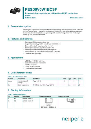 PESD9V0W1BCSFYL datasheet cover page