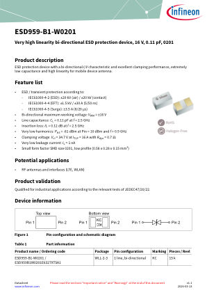 ESD959-B1-W0201 datasheet cover page