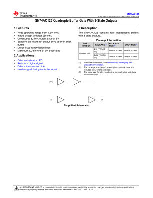 SN74AC125 datasheet cover page