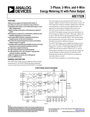 ADE7752B 数据手册首页