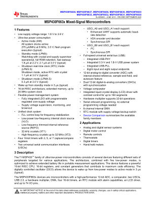 MSP430F6638 datasheet cover page
