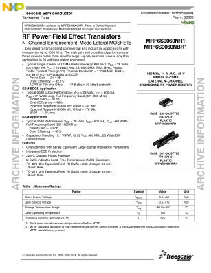 MRF6S9060N datasheet cover page