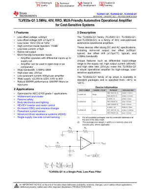 TLV9354-Q1 datasheet cover page
