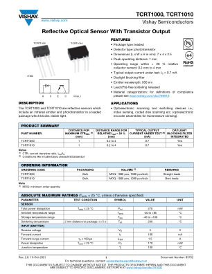 TCRT1000 datasheet cover page