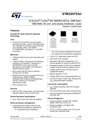 STM32H753VI datasheet cover page