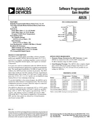 AD526 数据手册首页