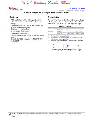 CD74AC00 数据手册首页