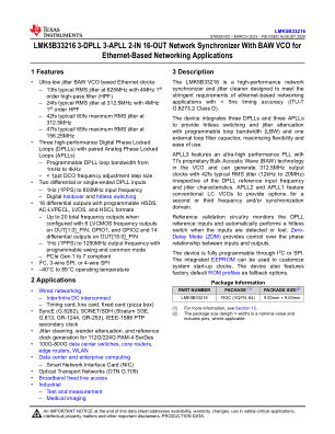 LMK5B33216 datasheet cover page