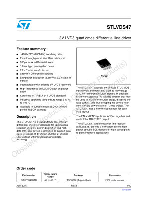 STLVDS47B datasheet cover page