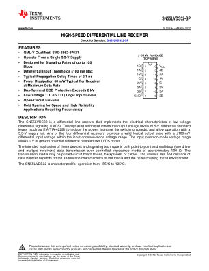 SN55LVDS32-SP datasheet cover page