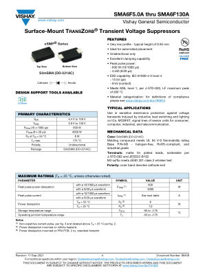 SMA6F5 datasheet cover page