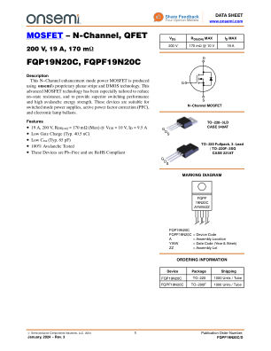 FQPF19N20C 数据手册首页