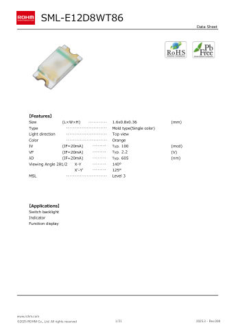 SML-E12D8W 数据手册首页