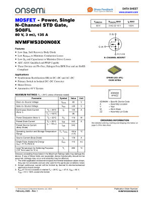 NVMFWS3D0N08X datasheet cover page