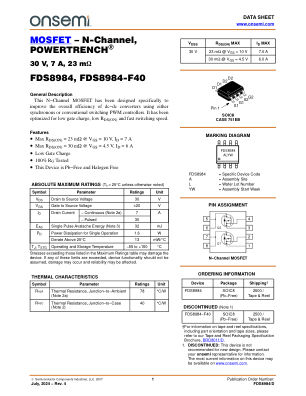 FDS8984 datasheet cover page
