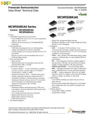 MC9RS08KA8 数据手册首页