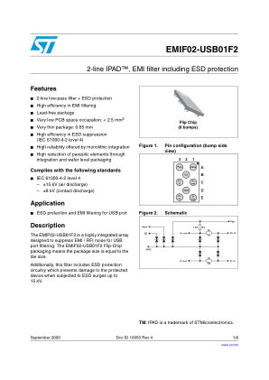 EMIF02-USB01F2 数据手册首页