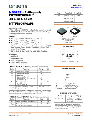 NTTFS007P02P8 datasheet cover page