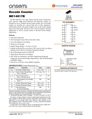 MC14017B 数据手册首页