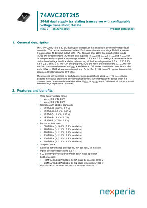 74AVC20T245DGG datasheet cover page