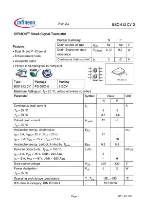 BSO612CV-G datasheet cover page